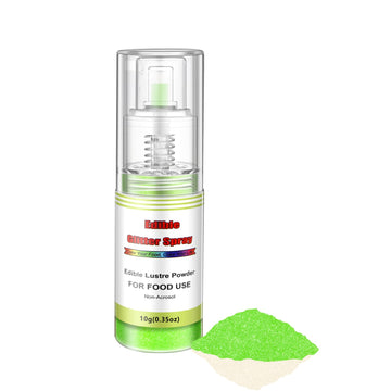 Edible Glitter Spray( Green ), Non Aerosol Food Coloring Lustre Powder, Food Grade Sparkling Dust Push Pump For Decorating Cupcake, Fondant, Cookie, Frosting, Gum Paste, 0.35 Oz.