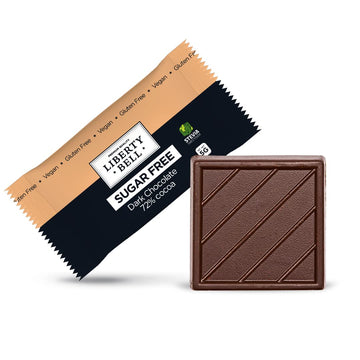 Zero Sugar Dark Chocolate Squares 72% Cocoa, Vegan, Gluten-Free, Stevia Sweetened Candy Bars, 45 Count