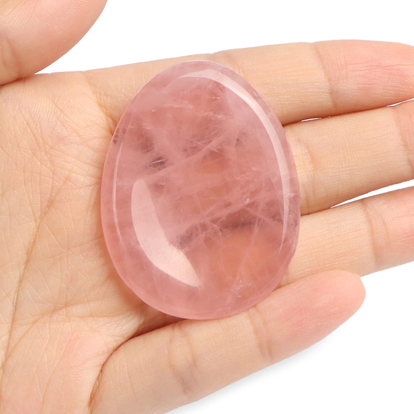 Artistone Rose Quartz Crystal Thumb Stone Worry Stones Hand Carved Palm Stones Crystal Chakra Worry Stone For Anxiety, Meditatio