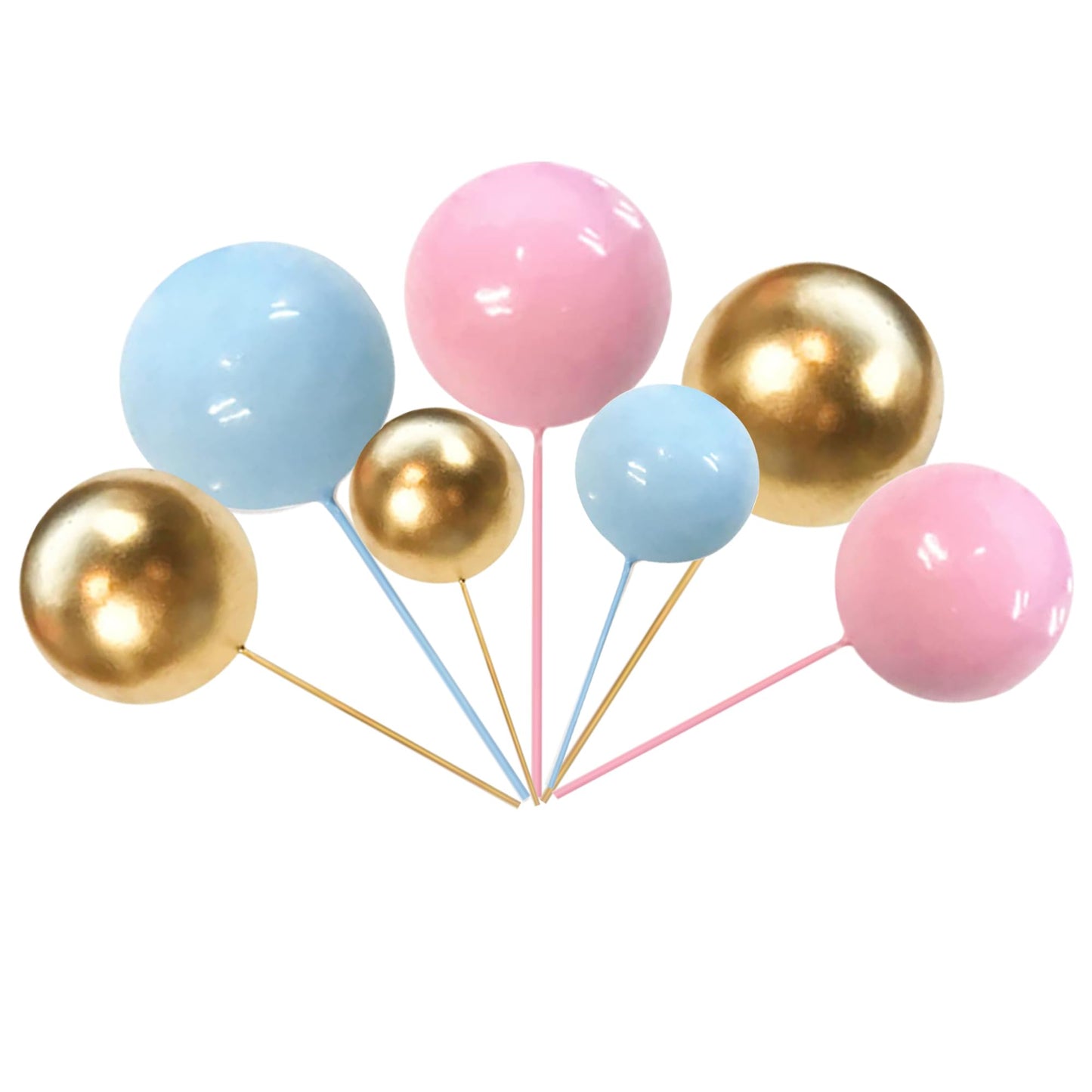 Rssta i Mini Balloon Cake Topper Set, 30 PCS Foam Pearl Balls, Gold Pink Blue, Model XM237