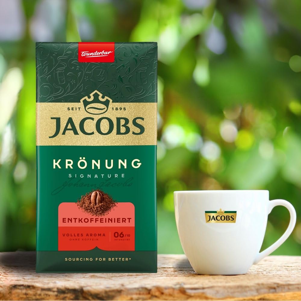 Jacobs Decaf Ground Coffee, 500g (17.6 oz), Pack of 3 - Caffeine-Free Coffee