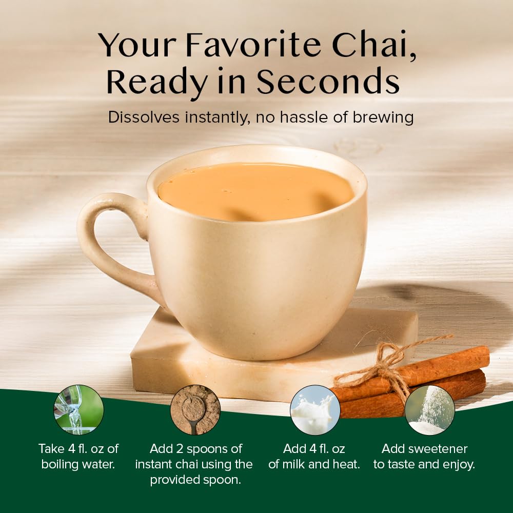 VAHDAM Instant Chai Tea, 3oz - Traditional Masala Chai for 100 Cups, Zero Calories, Unsweetened, Natural Spices, Free Bamboo Spoon