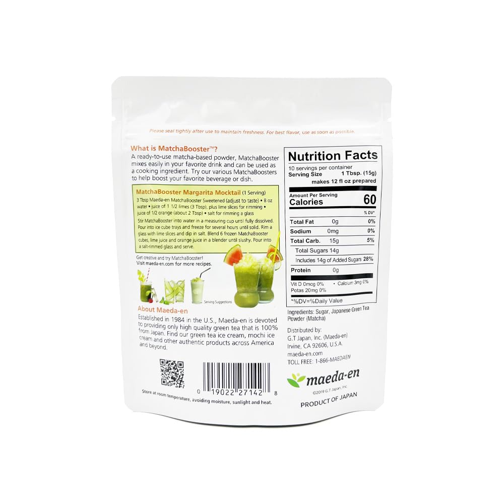 Maeda-En Matcha Booster Sweetened Green Tea Powder 240G 3 Pack Japanese Origin Resealable Pouch For Latte Smoothies And Baking 2