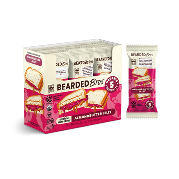 Bearded Brothers Organic Vegan Protein Energy Bars, Almond Butter Jelly, Gluten Free, Paleo, 10 Pack