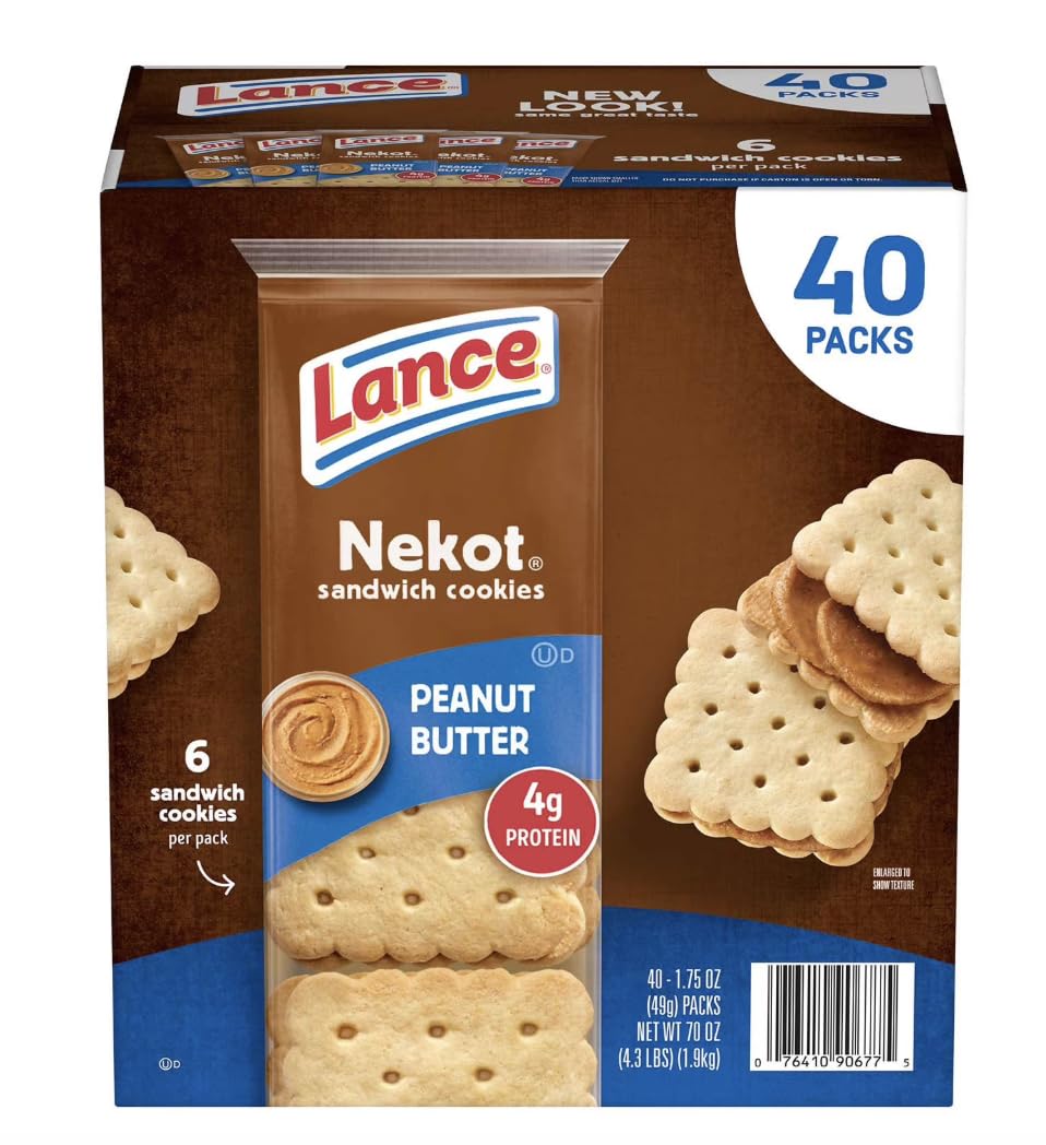 Lance Nekot Peanut Butter Sandwich Crackers, (40 Count) Bulk Vaule Pack