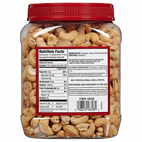 Kirkland Signature Whole Fancy Cashews Salted And Roasted, 40 Oz (Pack Of 4)