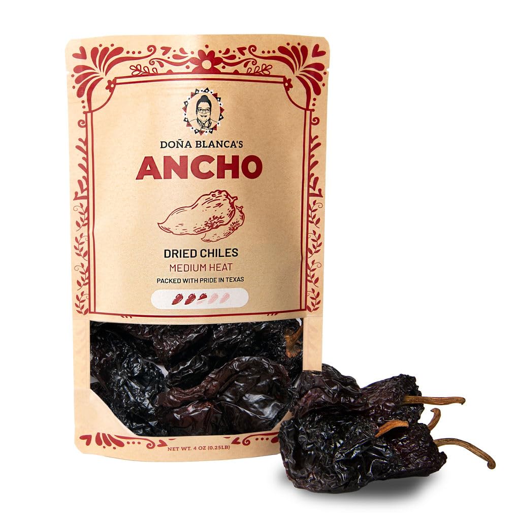 Doa Blanca - Dried Ancho Chiles 4 Oz - Premium Dried Chiles - Great for Birria Sauce, Mexican Mole, Enchiladas, Salsas, and Pozo