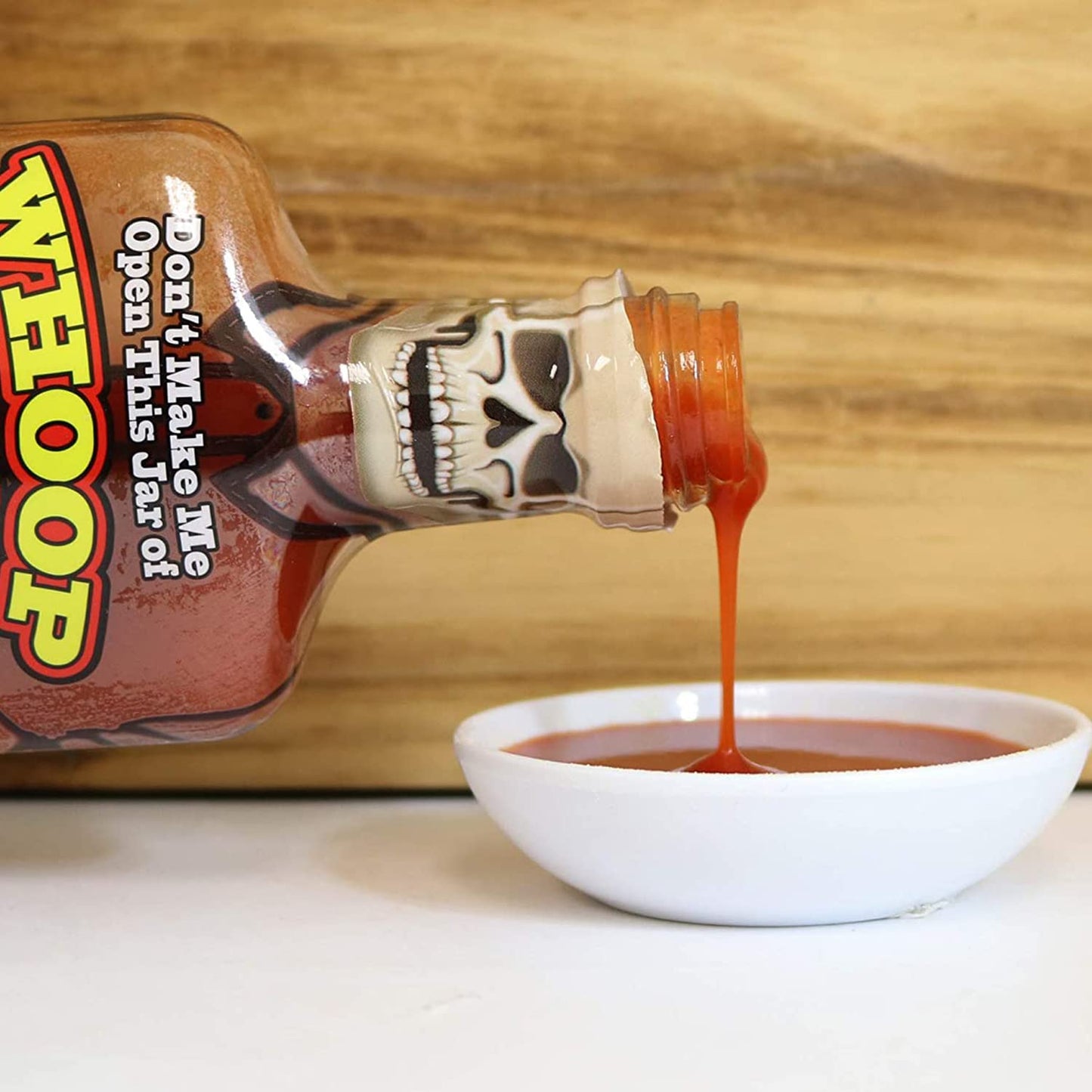 WHOOP ASS Ghost Pepper & Carolina Reaper Hot Sauce Gift Set - 5.6 oz (Pack of 2) - Collectible Figurine Bottles - Red