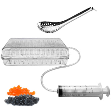 Molecular Gastronomy Kit, Spherical Caviar Maker Box Kit, Includes Caviar Box, Tube, Syringe, and Caviar Spoon, 96 Molecular Gas