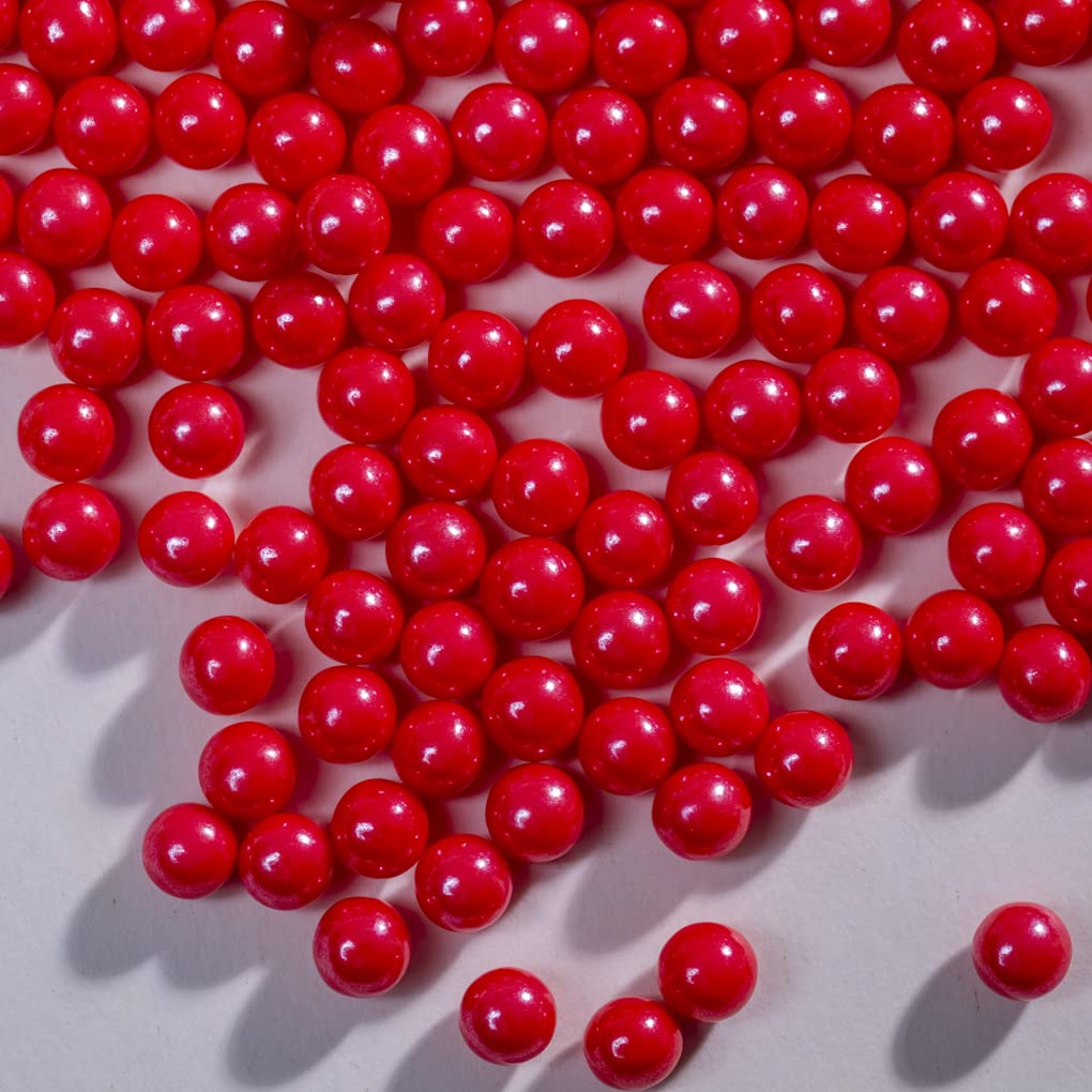 Red Sprinkles Edible Pearls,Cake Sprinkles 130g 4.6OZ,Cookie Sprinkles,Sugar Pearl, Edible Candy Pearls for Cake Cupcake Decorat