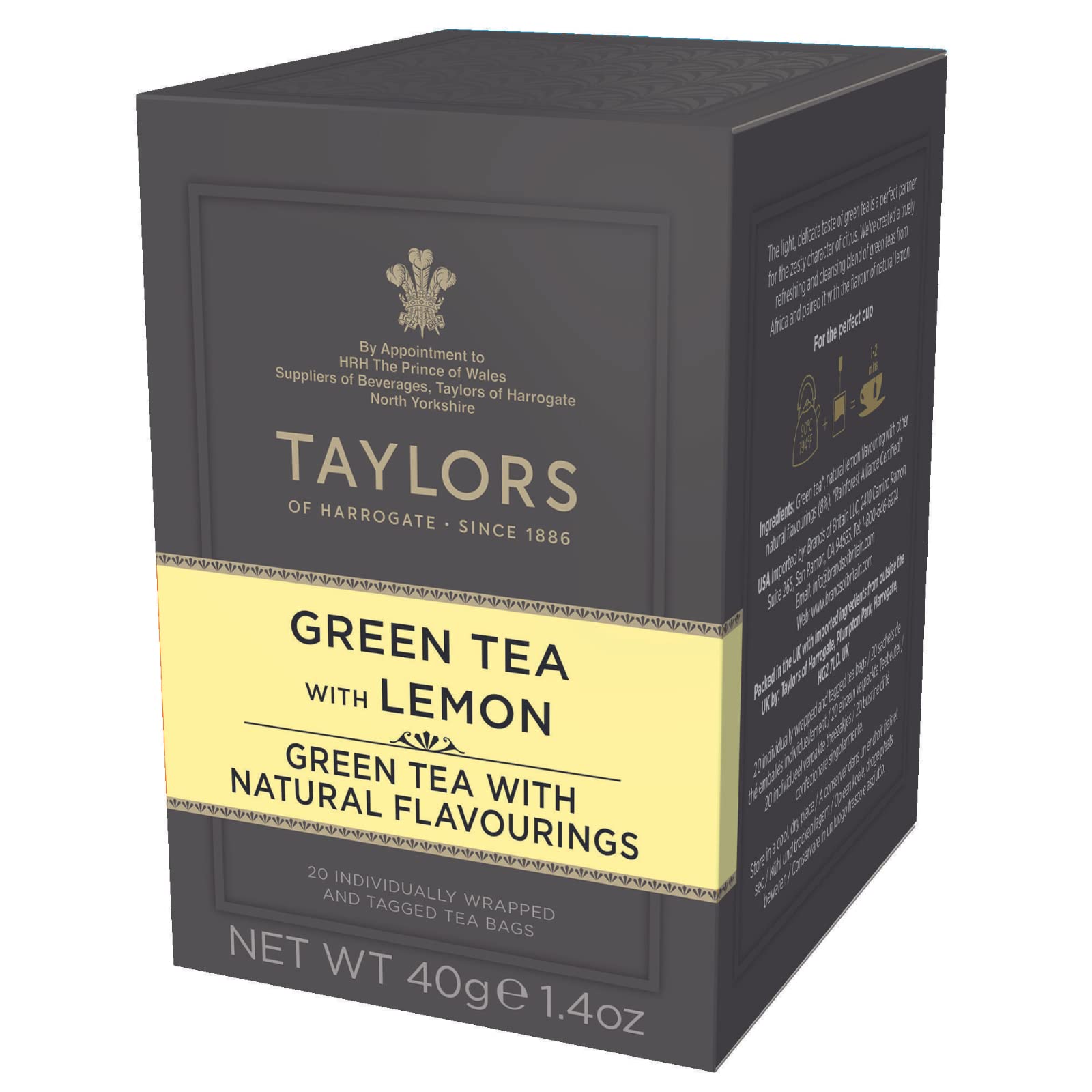 Taylors of Harrogate Green Tea with Lemon, 20 Count (Pack of 6)