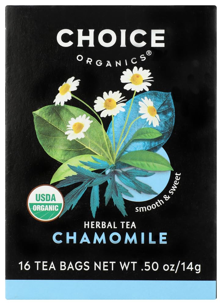 Choice Organic Teas Herbal Tea, Chamomile, 16 Tea Bags, Pack of 1