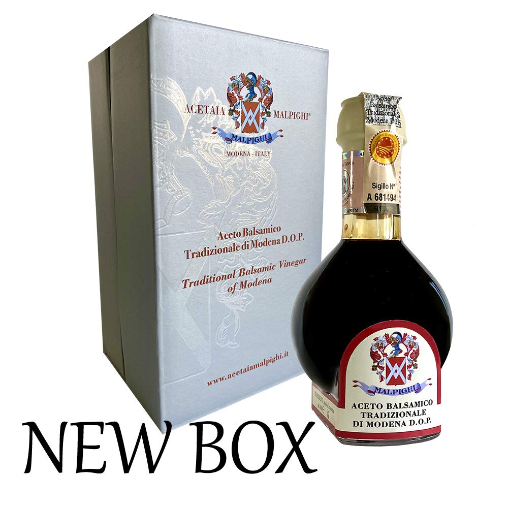 Acetaia Malpighi Traditional Balsamic Vinegar of Modena PDO, 12 Years Old, 3.4 oz with Tic Doser & Recipe Book