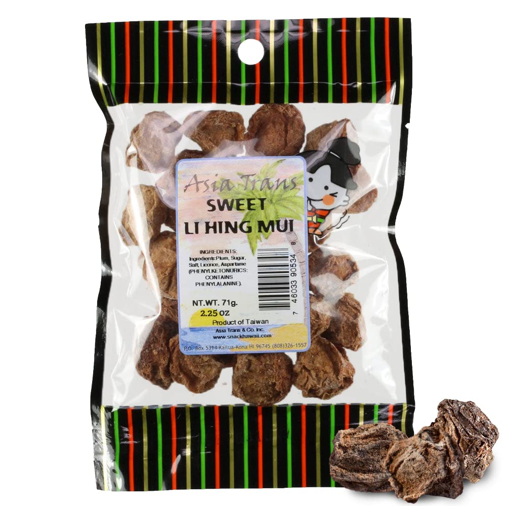 Snack Hawaii Sweet Seeded Li Hing Mui Crack Seed Plums - Naturally Sweet Dried Asian Plum Candy - 2.25 Ounce