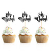 Donoter 48 Pcs Black Glitter Oh Baby Cupcake Topper Picks for Baby Shower Gender Reveal Party Cake Decorations