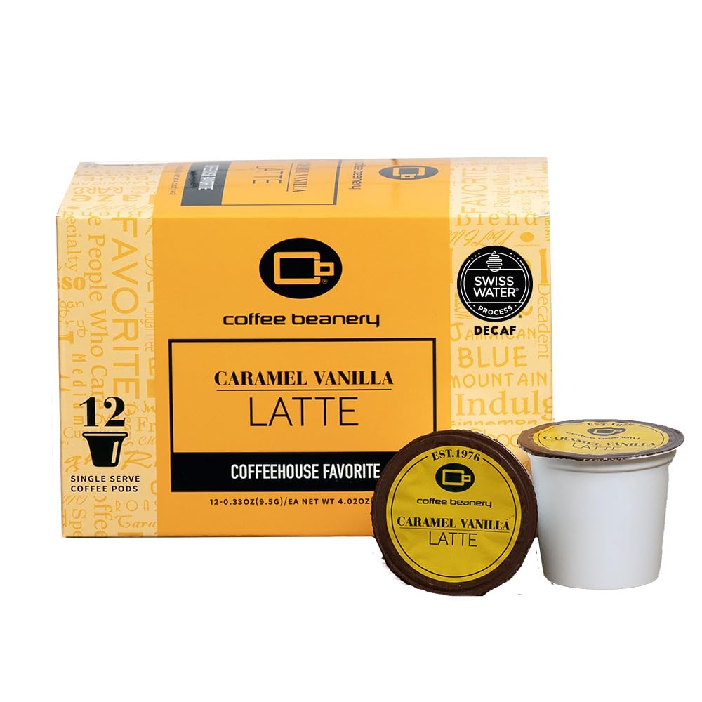 Coffee Beanery Caramel Vanilla Latte Decaf Coffee Pods - 12 Count Medium Roast Arabica Coffee