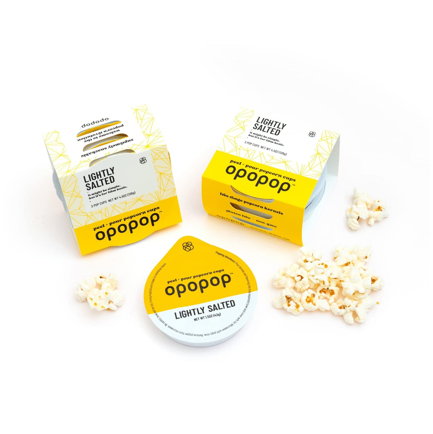 Opopop Microwave Popcorn - Pop Cups Lightly Salted 6-Pack, Non-Gmo Gourmet Popcorn Kernels & Popcorn Flavoring, Gluten Free Snac