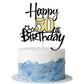 Kaoenla Black Gold Glitter Happy 50th Birthday Cake Topper - Hello 50/Cheers50,Happy fifty Birthday Anniversary,50 years old bir