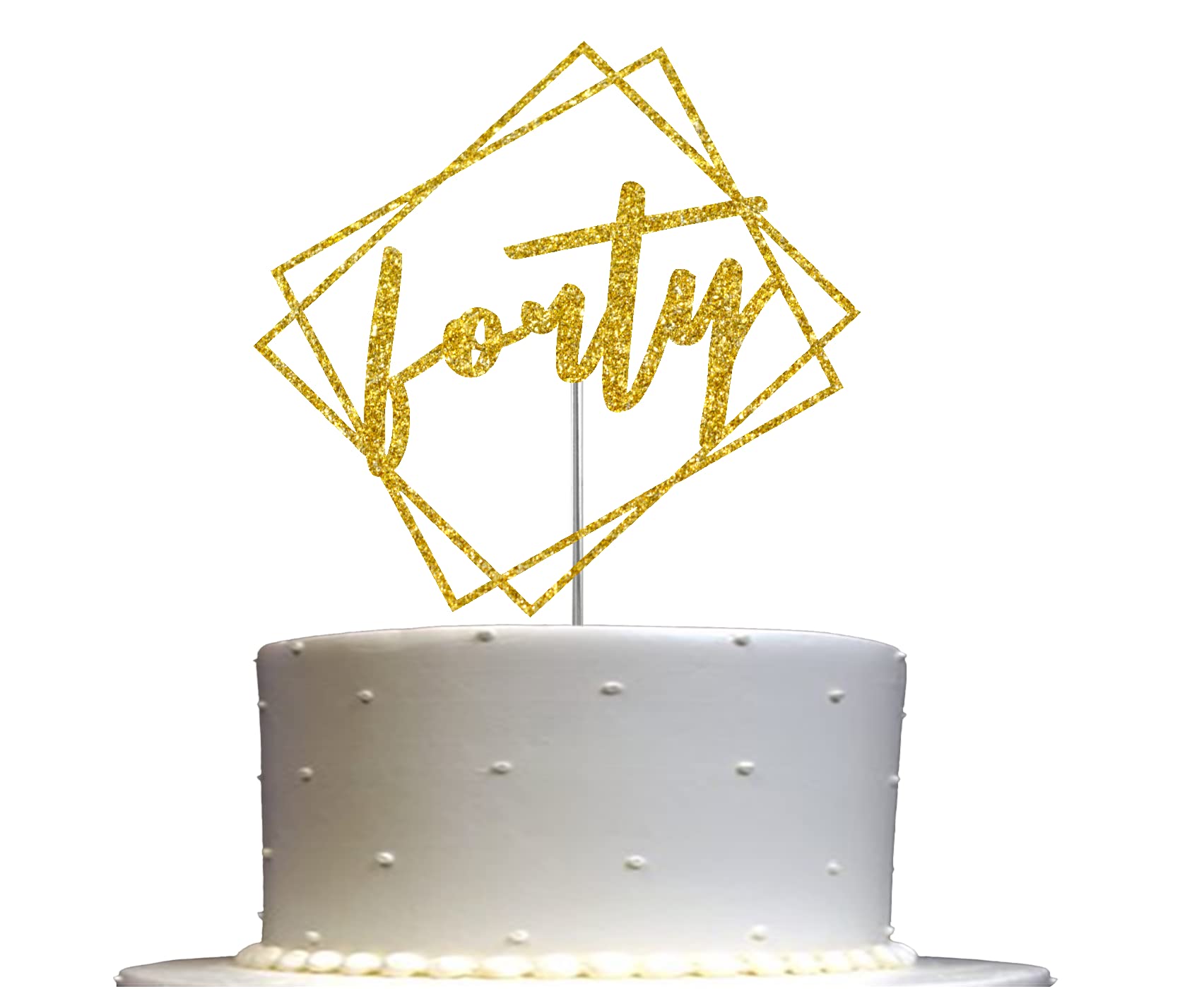 Forty Cake Topper Gold Glitter, Modern Design 40 Birthday, Days, Months, Anniversary Party Decoration Ideas, Premium Quality, St
