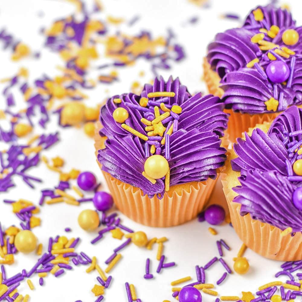 Sweets &   Boutique Lakers Purple and Gold Sprinkles - 4 Ounce Pack, Ideal for Cake and Cookie Decorating