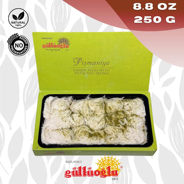 Gulluoglu Candy Floss Pistachio, (Pismaniye), Luxury Turkish Cotton Candy, Special Halva Candy 0.55Lb (Pistachios).