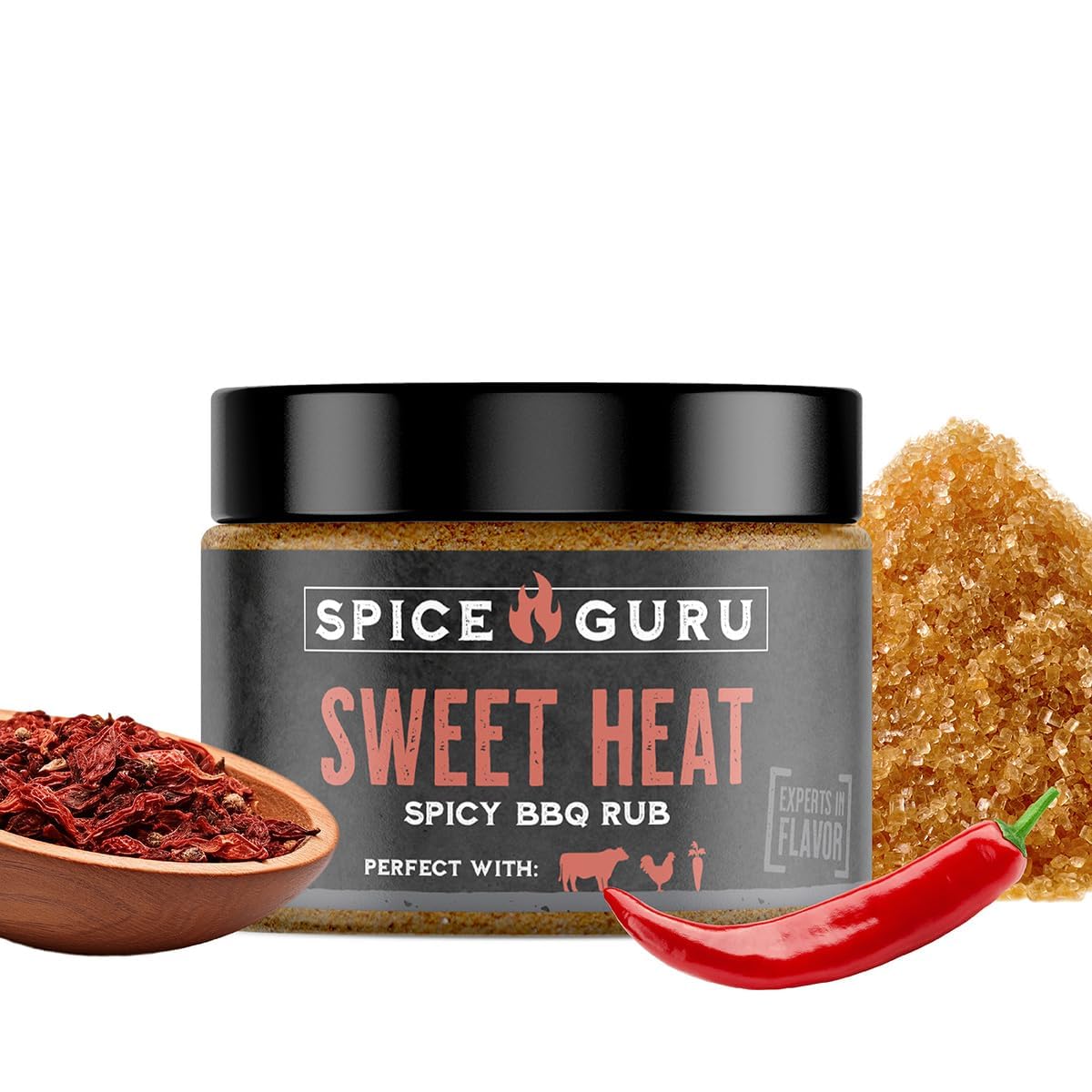 Spice Guru Sweet Heat BBQ Rub - Seasoning for Cooking and Grilling - 0.8 Ounce (Pack of 5) - Gifts for Men Who Cook