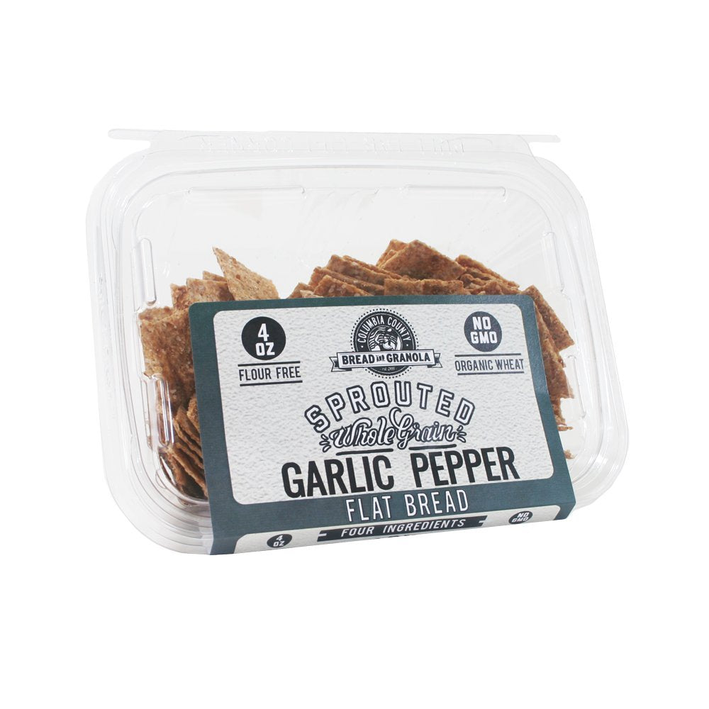 Columbia County Bread & Granola Sprouted Crisps Variety 4-Pack - Pretzel, Garlic Pepper, Rye Caraway, Hearty Spelt, 21.34 x 25.4 x