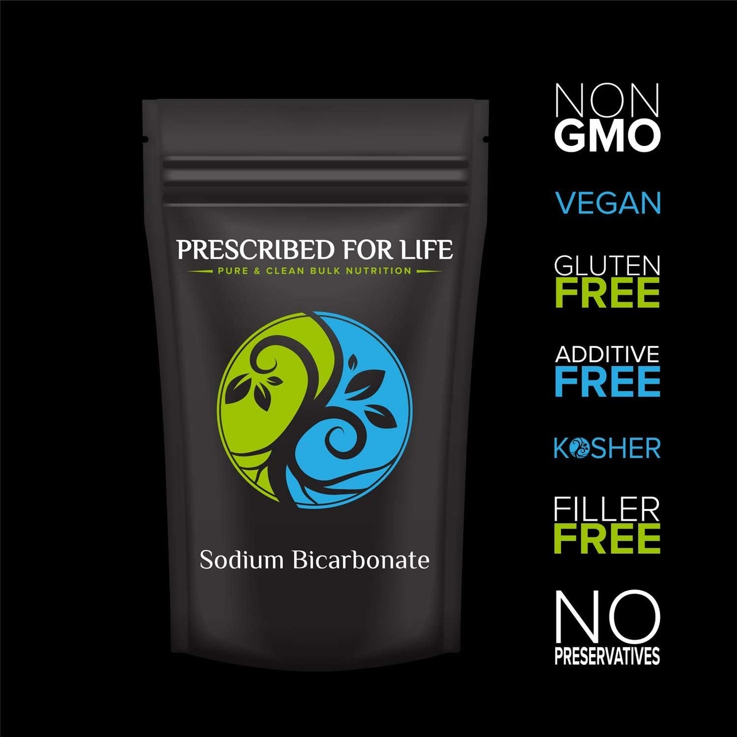 Prescribed For Life, Natural Sodium Bicarbonate (Baking Soda) Powder, 1 Lb Pouch