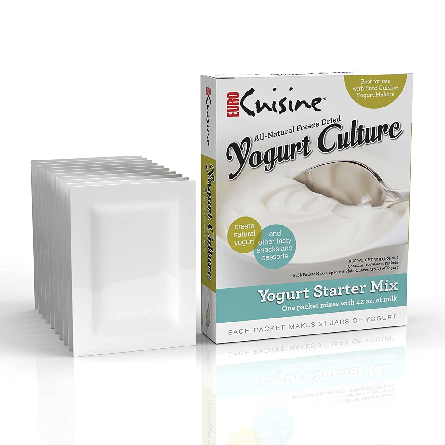 Euro Cuisine Yogurt Culture Starter for Homemade Yogurt, Dairy Free & Whole Milk, 2 Pack, Model S-PL-9234