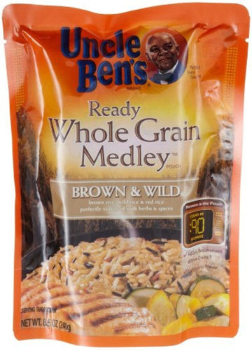 Uncle Bens, Ready, Whole Grain Medley, Brown & Wild Rice, 8.5oz Pouch (Pack of 6)