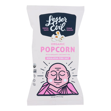 Lesser Evil Popcorn - Organic - Himalayan Pink - .88 Oz - Case Of 18 - Gluten Free - Dairy Free - Yeast Free - Wheat Free-Vegan
