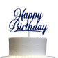 RokAPary Happy Birthday Glitter Cake Topper, Acrylic, Sturdy Double-Sided, Blue
