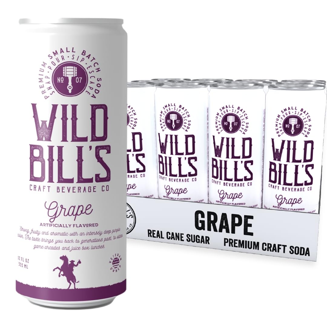Wild Bills Grape Soda - Classic Craft Soda, Caffeine Free, Gluten Free, 12 Fl Oz (Pack of 12)
