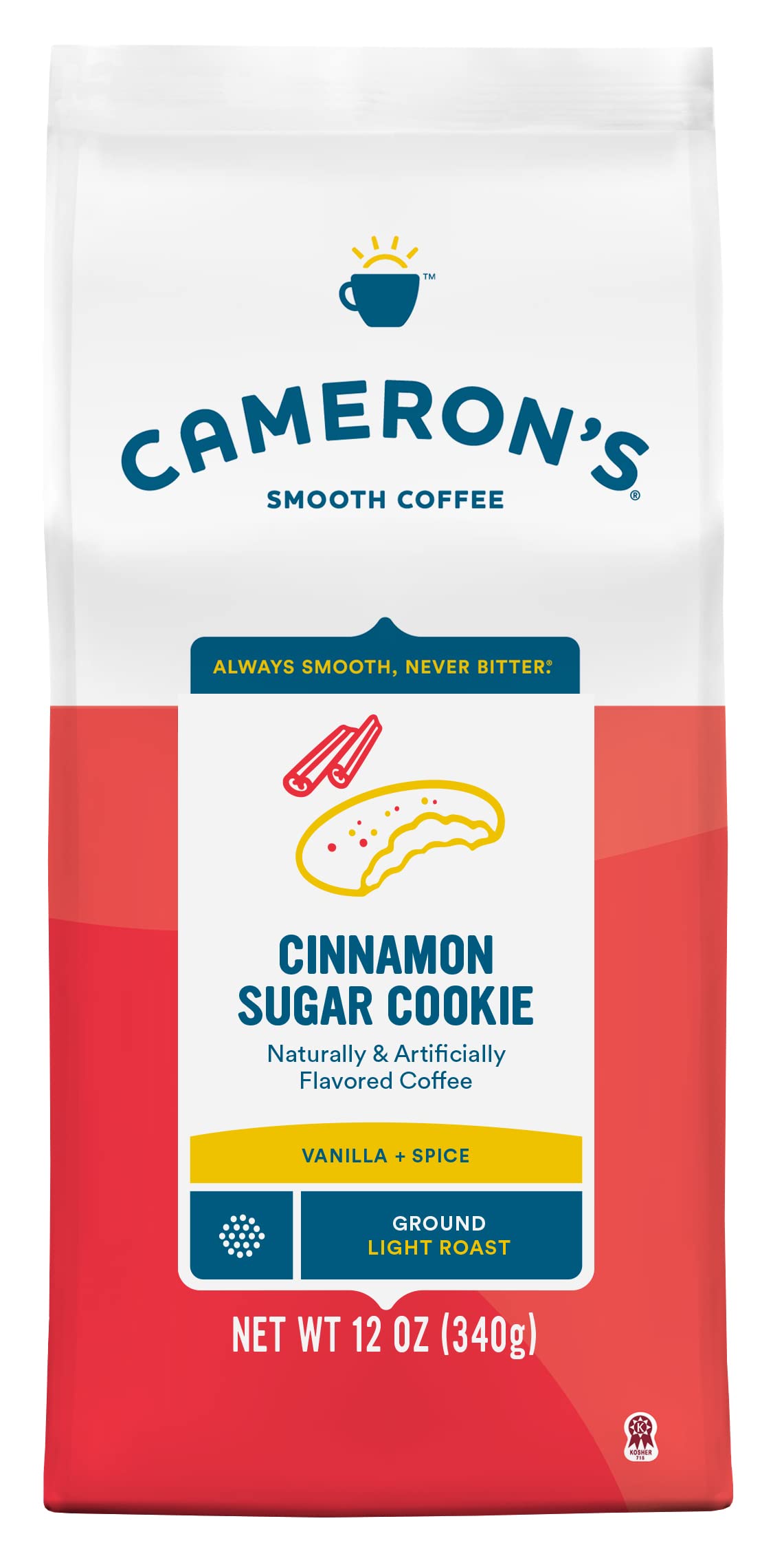 Camerons Coffee Roasted Ground Coffee, Flavored Cinnamon Sugar Cookie, 12 Ounce, Model 10668-07506