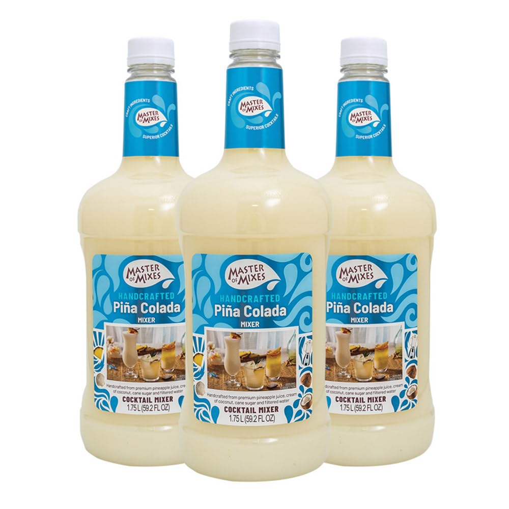 MASTER OF MIXES Pina Colada Drink Mix, Ready to Use, 1.75 Liter Bottle, Pack of 3, 59.2 Fl Oz
