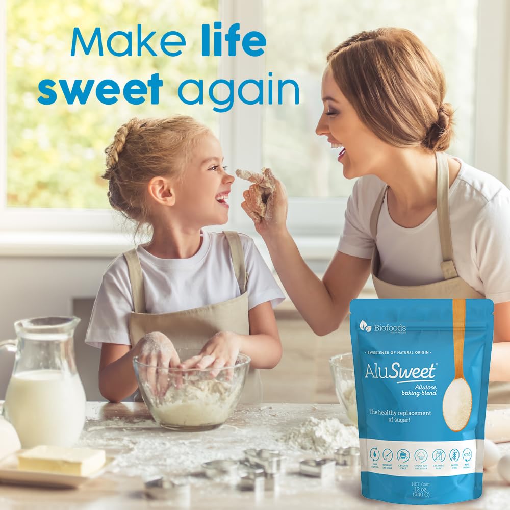 Alusweet Allulose Sweetener Zero Calorie - 12 Oz - 1:1 Sugar Substitute, Keto-Friendly, Gluten-Free, Non-Glycemic, Plant-Based S