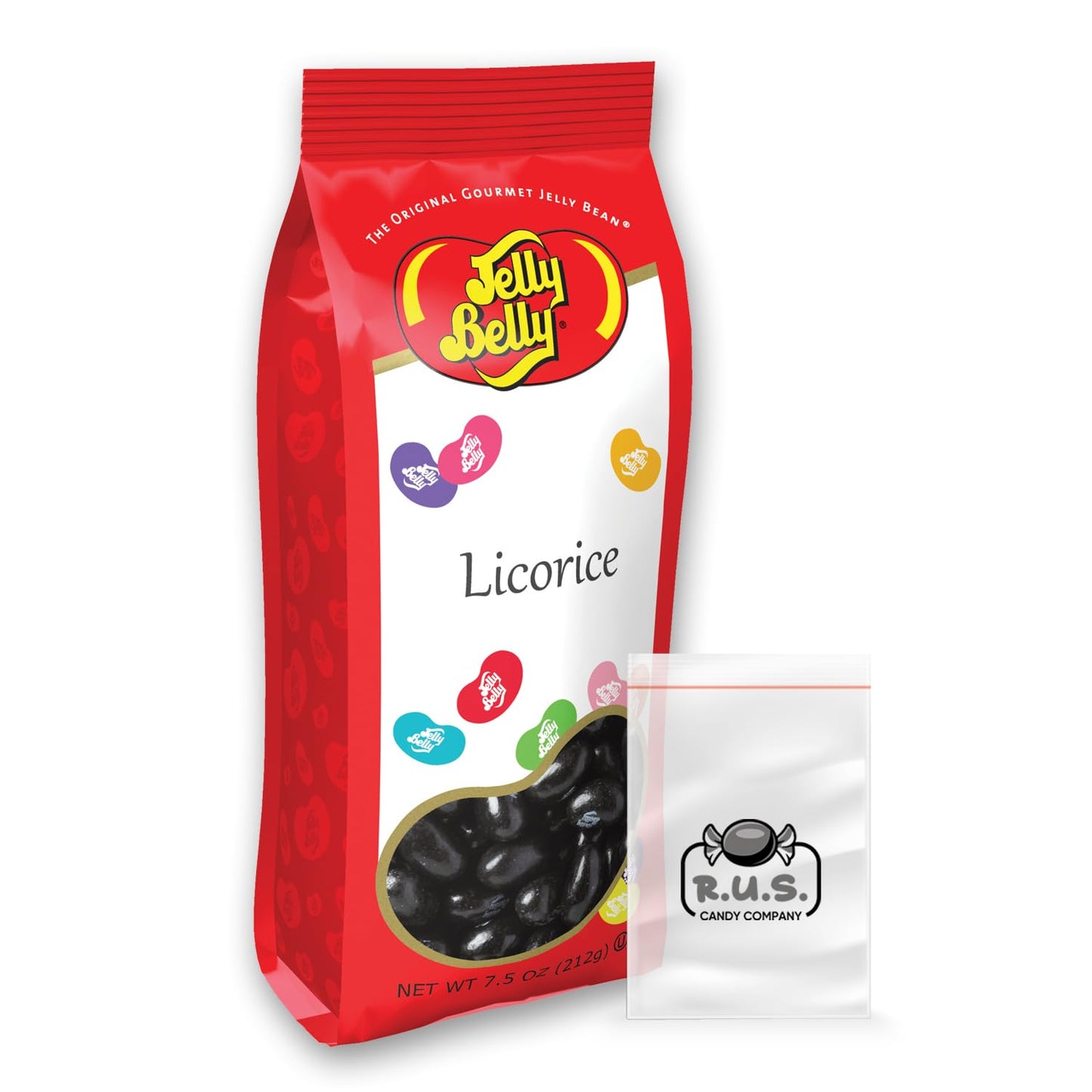 Jelly Belly Bundle- Licorice Flavor Jelly Beans - 7.5 Oz Gift Bag- Includes Rus Candy Company Travel Size Pocket Bag (Licorice)