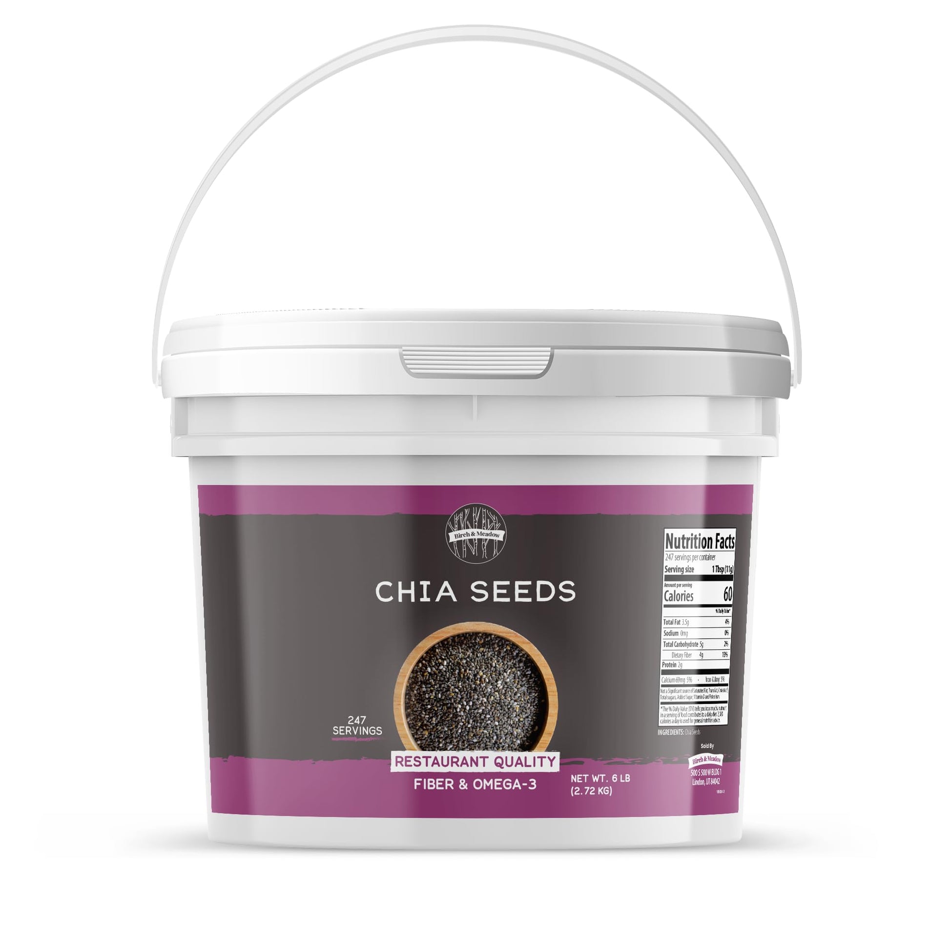 Birch & Meadow 1 Gallon Of Raw Chia Seeds, Nutty Flavor, Smoothies & Baked Goods