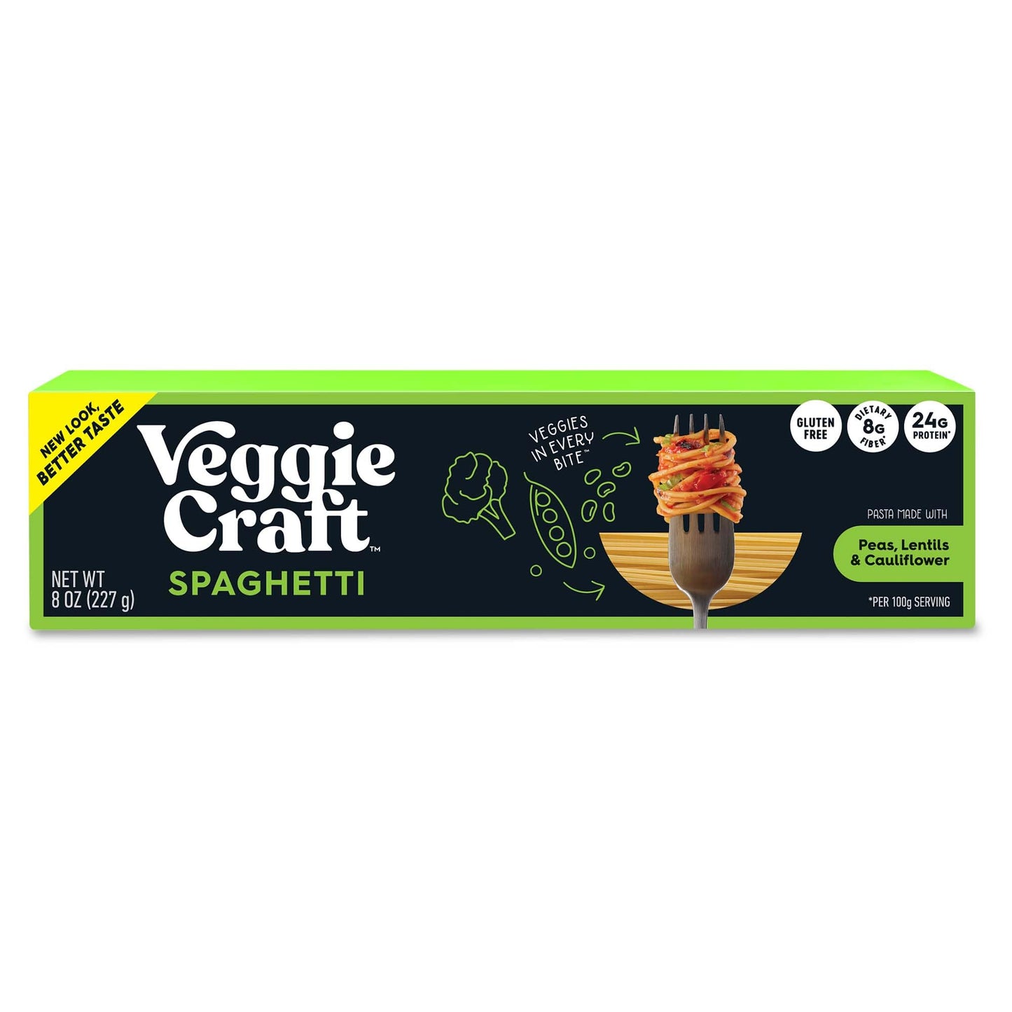 Veggiecraft Farms Spaghetti Pasta - Gluten Free, Thin Pasta Noodles, Made with Cauliflower, Lentil & Peas, Low Carb, High Protei