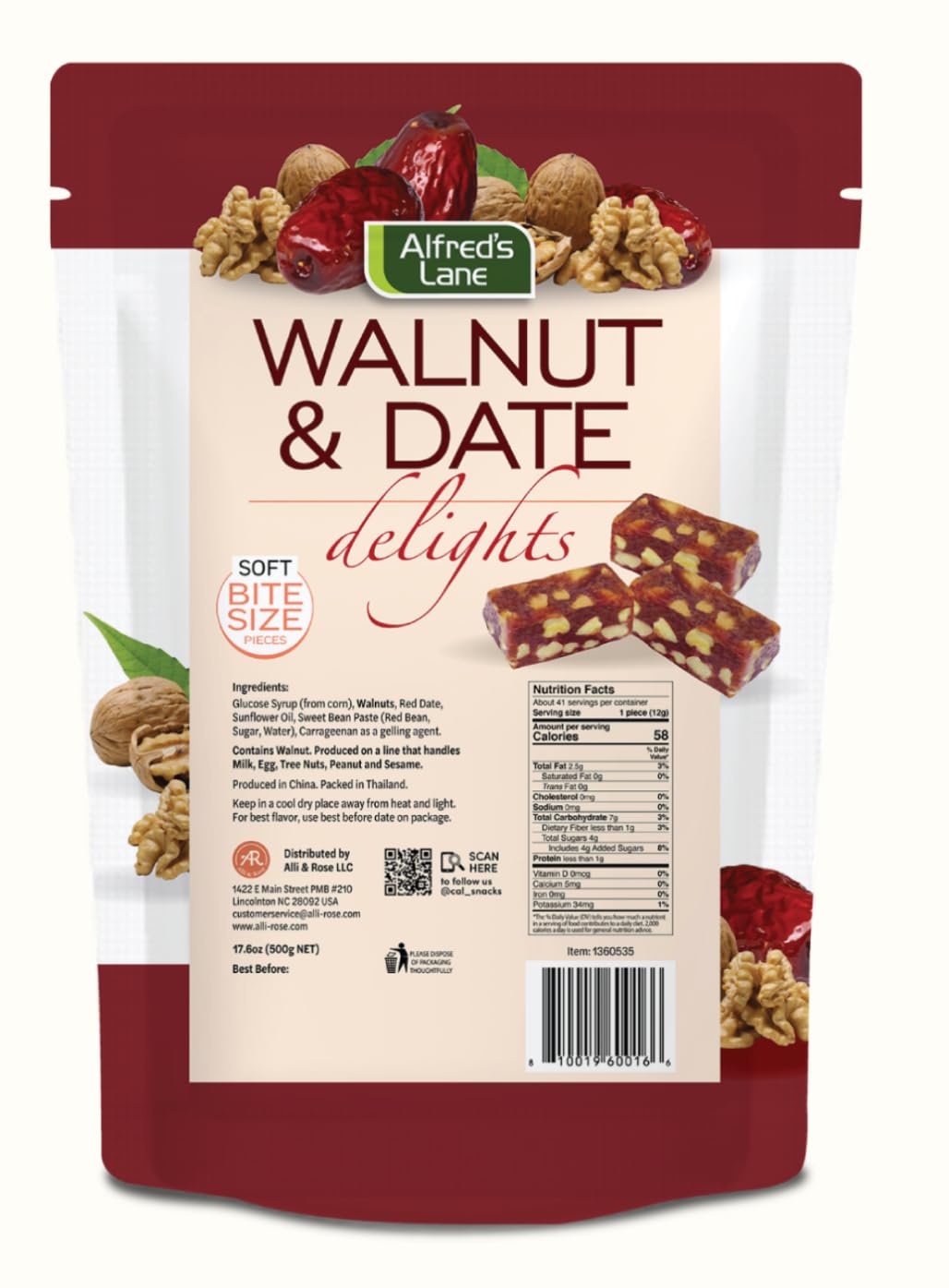 Healthempire Alfred'S Lane Walnut & Date Delights 17.6 Ounce (Pack Of 1)