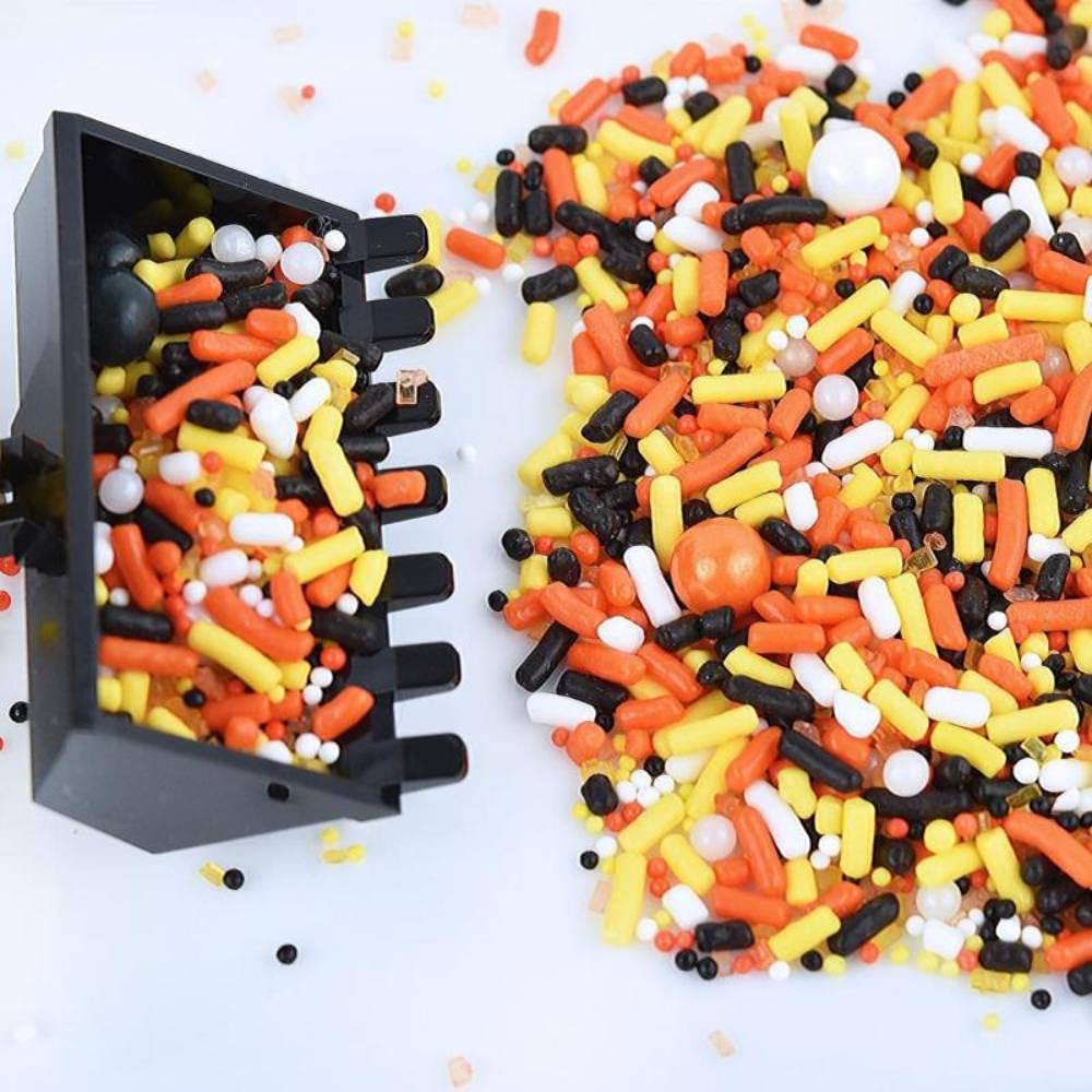 Construction Cake Decorations In Black And Orange Sprinkles - Construction Cake Topper Sprinkles For Cake Decorating, Baking - C