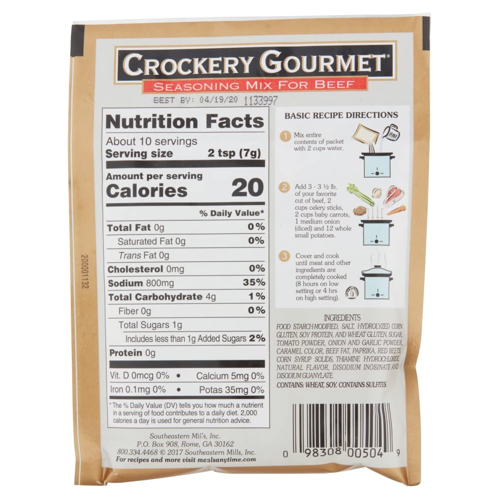 Crockery Gourmet Seasoning Mix For Beef, 2.5-Ounce Packets (Pack Of 12)