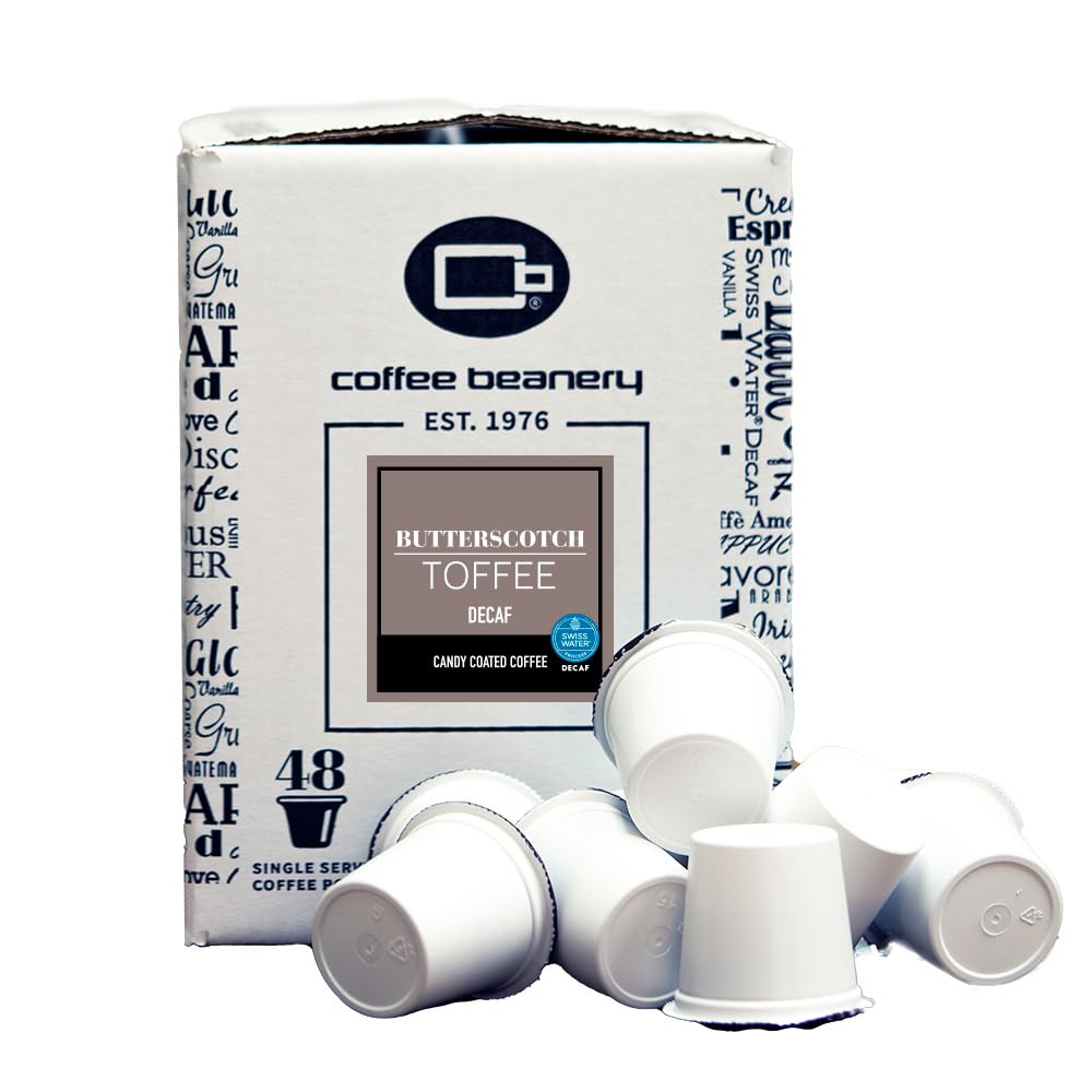 Coffee Beanery Butterscotch Toffee Decaf Coffee Pods Medium Roast, 96 Count Pack