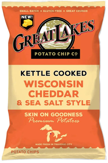 Kettle Cooked Potato Chips By Great Lakes Value Pack Bundled By Superdeals | 1.375 Oz Bag | Wisconsin Cheddar | Pack Of 12 With