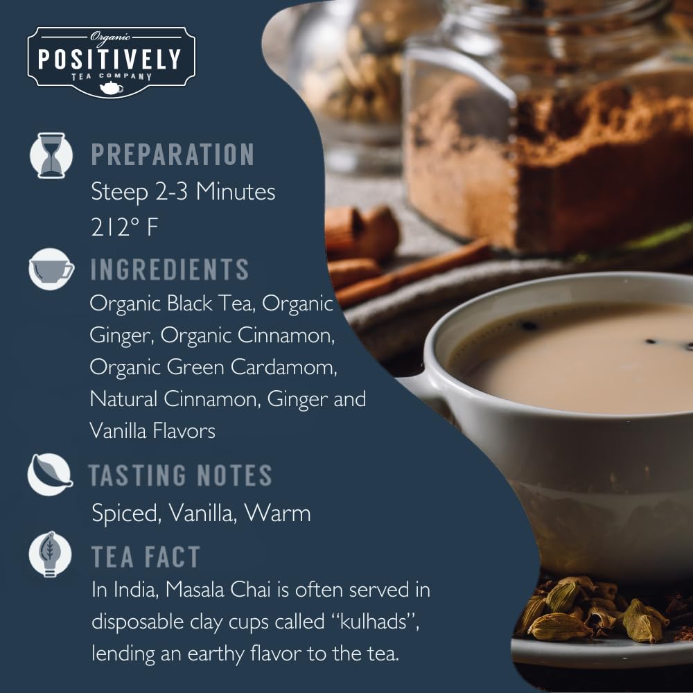 Organic Positively Tea Company Chai Tea Sampler Loose Leaf 4 Ounce Pack of 3