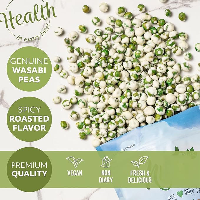 NUTS U.S. Wasabi Coated Green Peas, Crunchy & Spicy, Resealable Bag, 1 Pound
