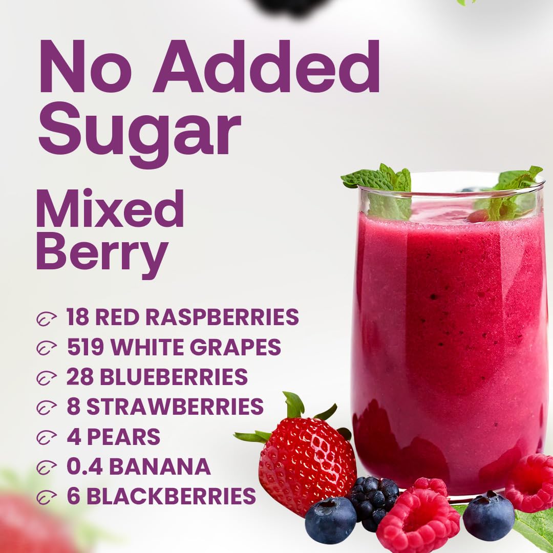 Dr. Smoothie 100% Crushed Mixed Berry - No Added Sugar, Made With Real Fruits/Fruit Juice - Vegan, No Artificial Colors Or Flavo