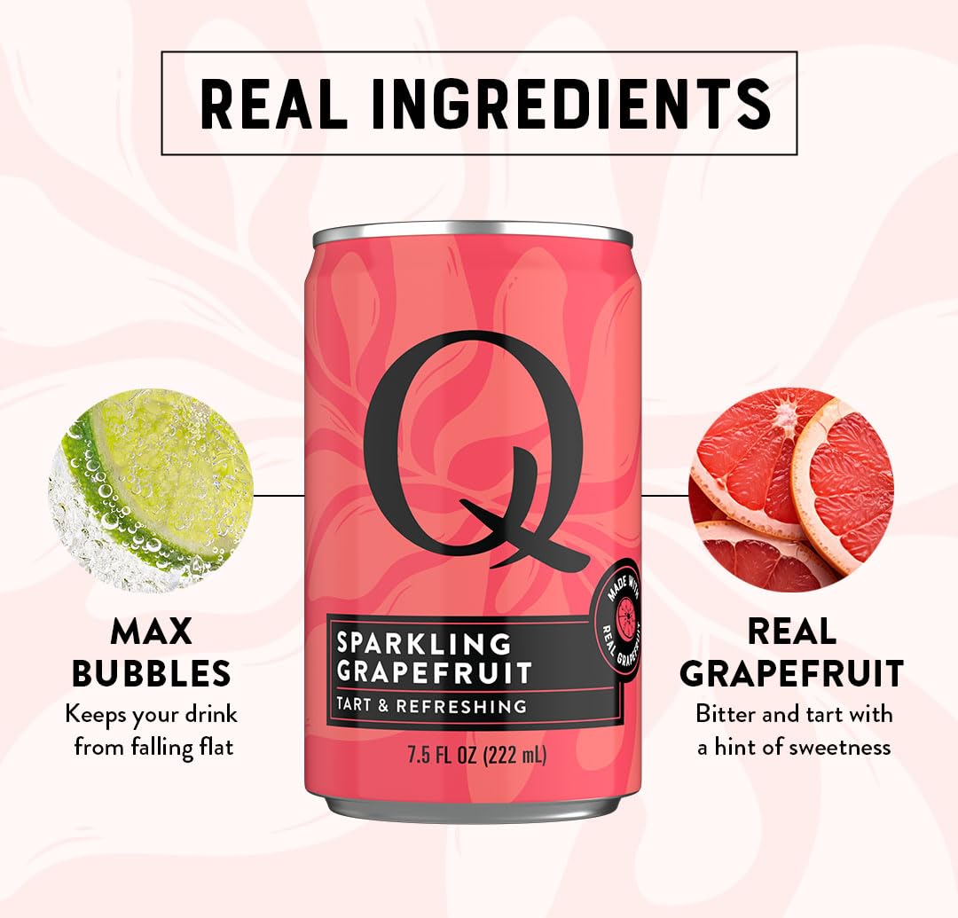 Q Sparkling Grapefruit With Real Grapefruit, Ideal For Cocktails & Mocktails- Made With Real Ingredients, Perfectly Carbonated,