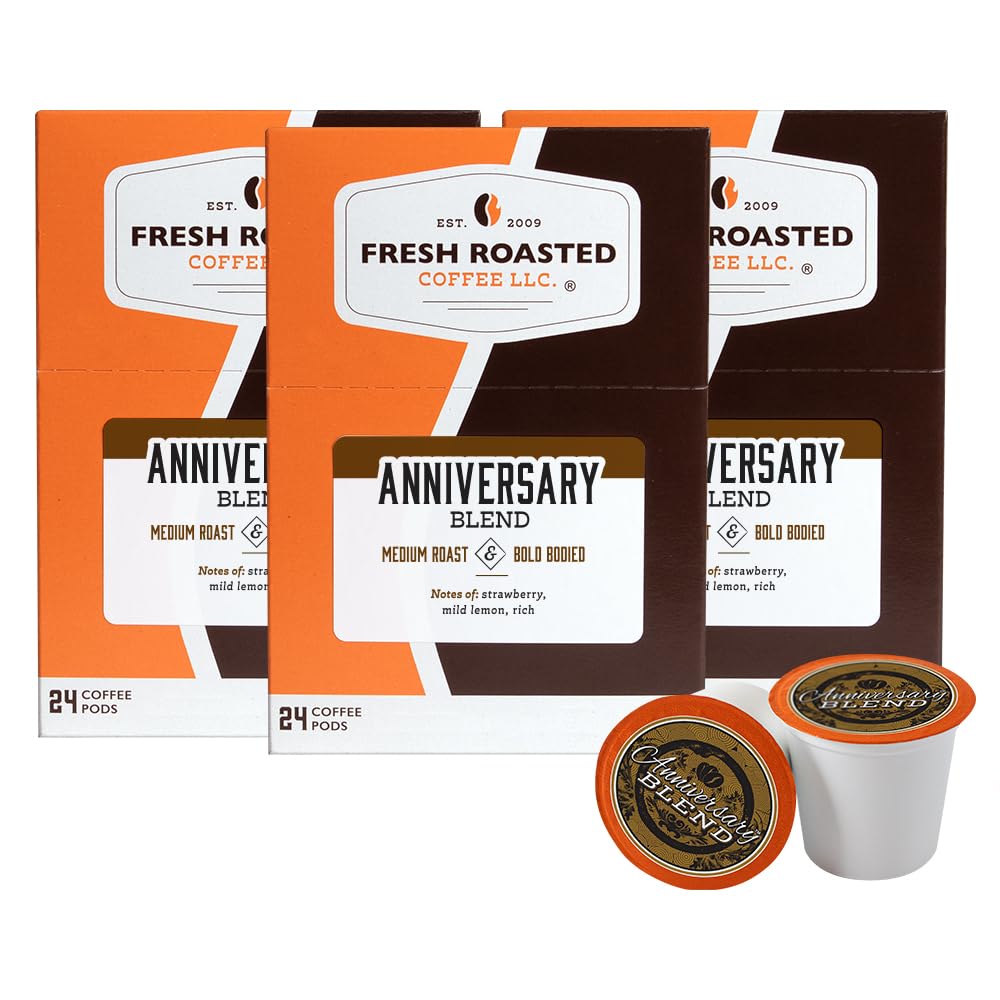 Fresh Roasted Coffee, Anniversary Blend, Medium Roast, Kosher, K-Cup Compatible, 72 Pods