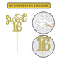 24 Pcs Sweet 16 Gold Glitter Birthday Cupcake Toppers For 16Th Birthday Celebrating Party Decorations (Gold)
